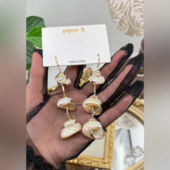 Piper-K Conch Shell Drop Earrings – Natural Beach Glam - Picture 8 of 10
